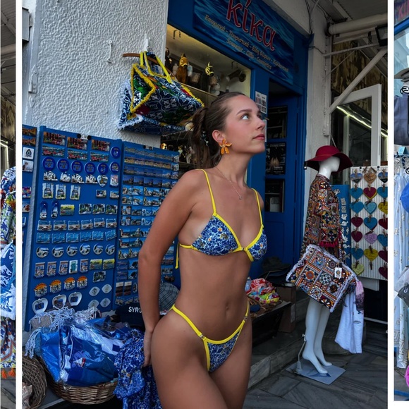 Strawberry Milk Mob Blue and Yellow Bikini Ophelia Top - Picture 2 of 8